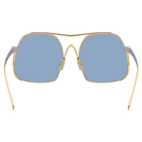 New MIU MIU Sunglasses MU A55S 5AK30U Gold Metal Square Blue Lens Oversized - Picture 5 of 7